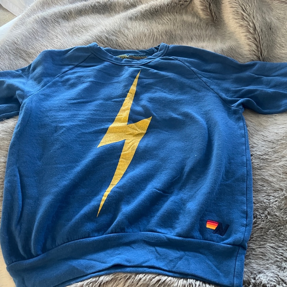 Aviator Nation Blue Hoodie with Yellow Accent